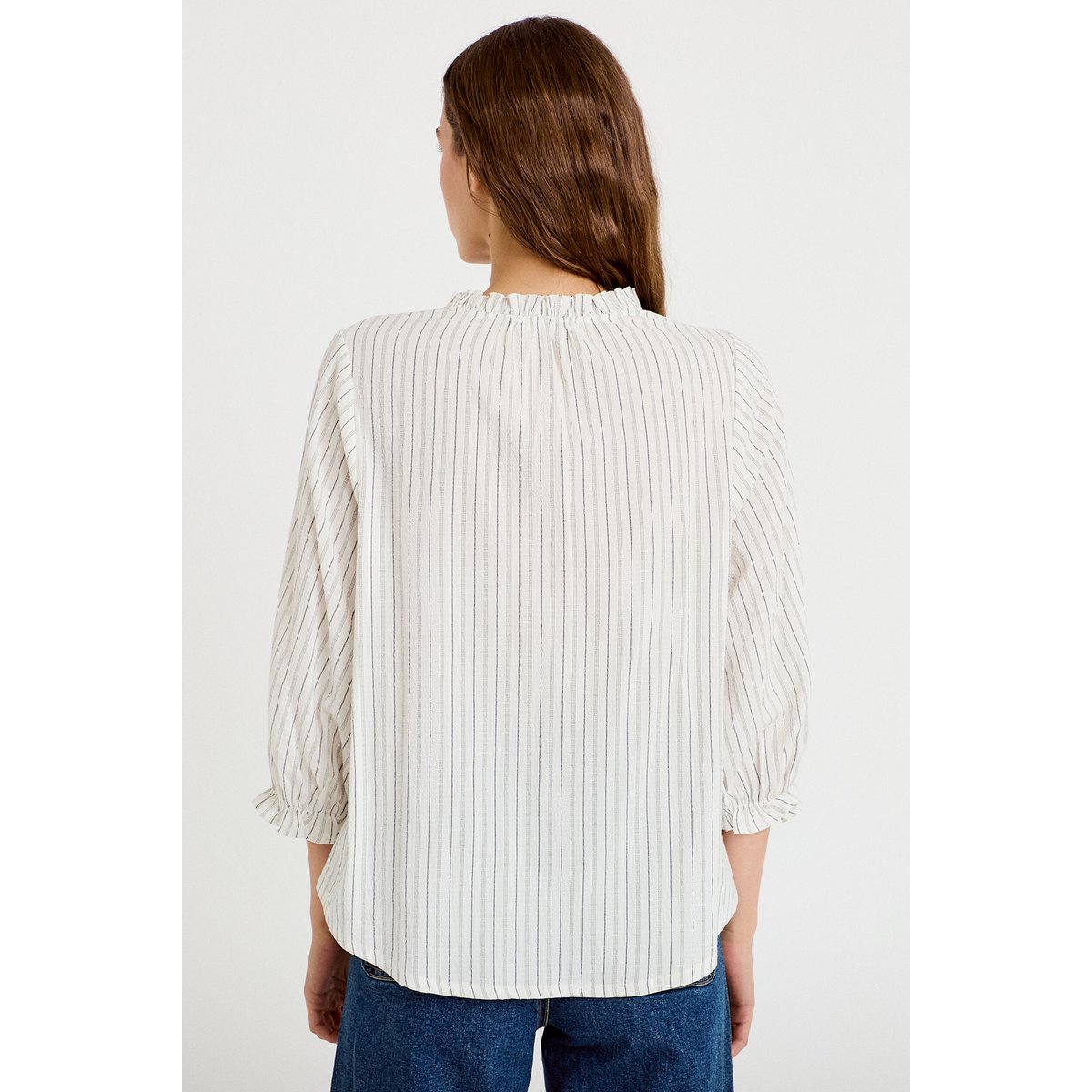 Blouse ample broderie manches 3/4 blanc, CACHE CACHE