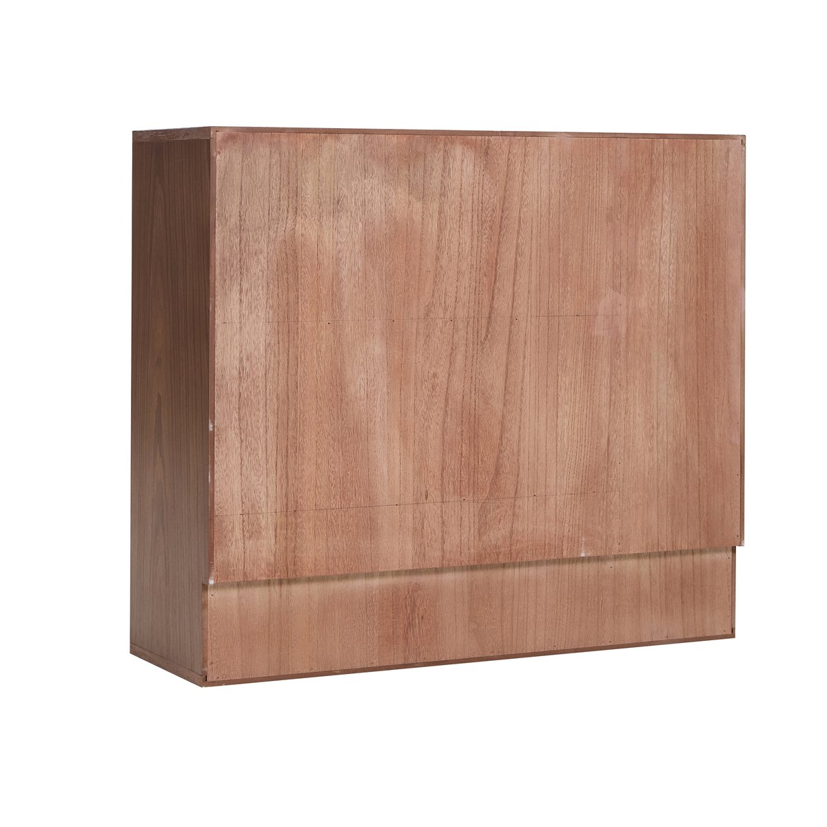 Meuble de rangement avec bureau tablette, bois de noyer et rotin, LAPENA marron, NORDLYS