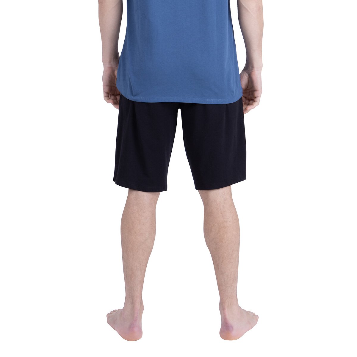 Pigiama corto, in cotone blu/nero, ATHENA