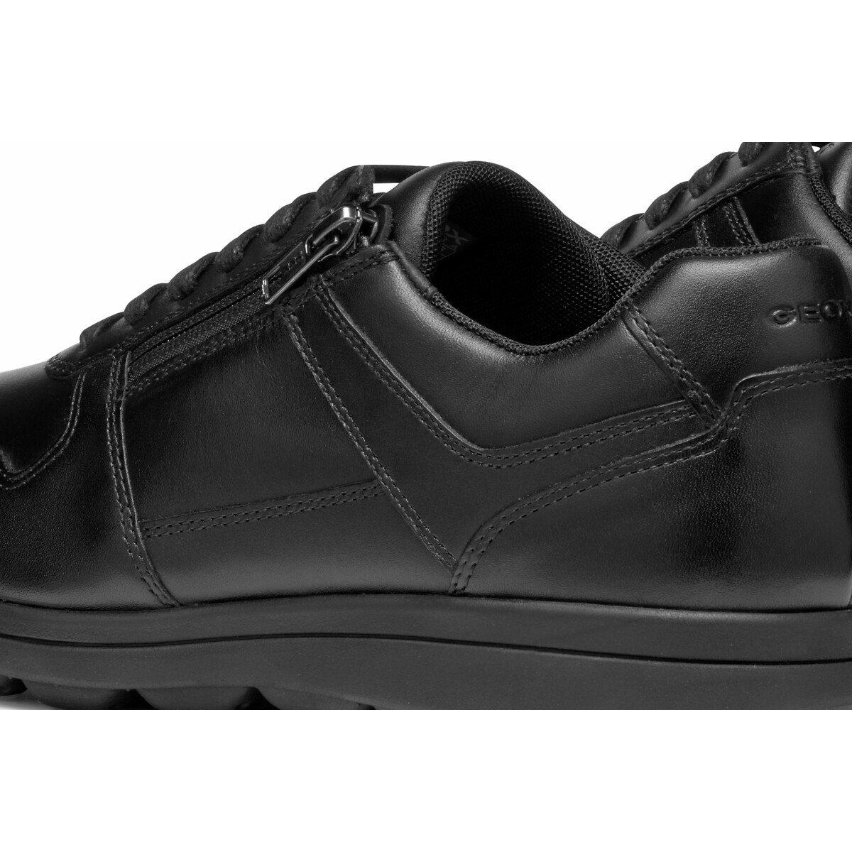 Baskets respirantes zippées en cuir Spherica EC12 noir, GEOX