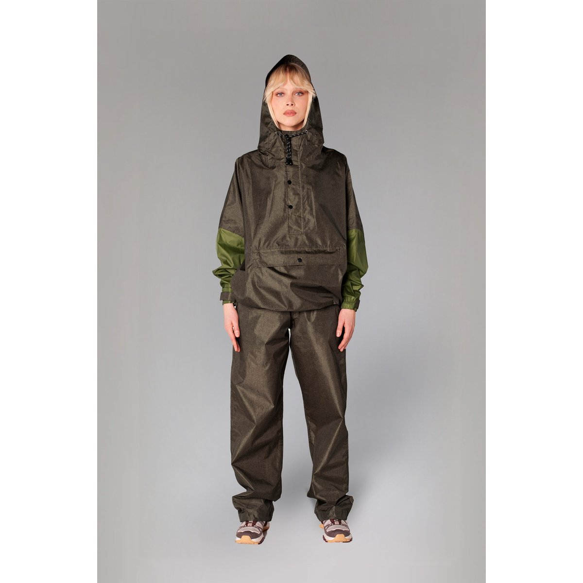 Anorak imperméable HERRINGBONE vert profond & olive, RAINKISS