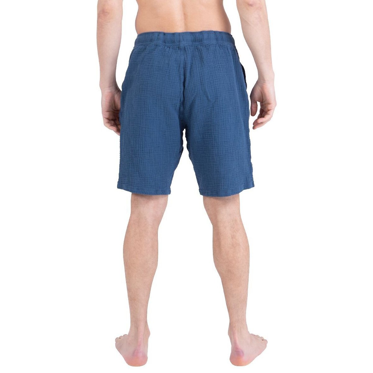 Pyjashort avec short en gaze de coton et col rabat bleu, ATHENA