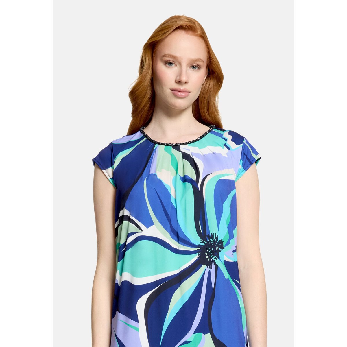 Robe en jersey manches courtes bleu/vert, BETTY BARCLAY