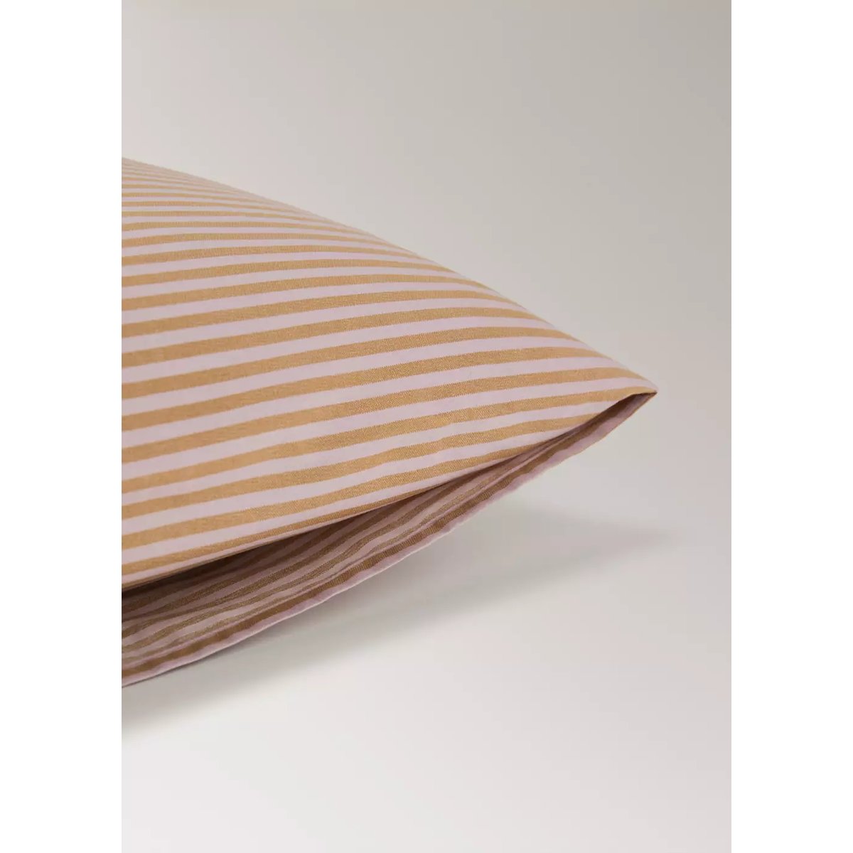 Deux taies d'oreiller percale de coton 200 fils petites rayures 60x60 cm pêche, MANGO HOME