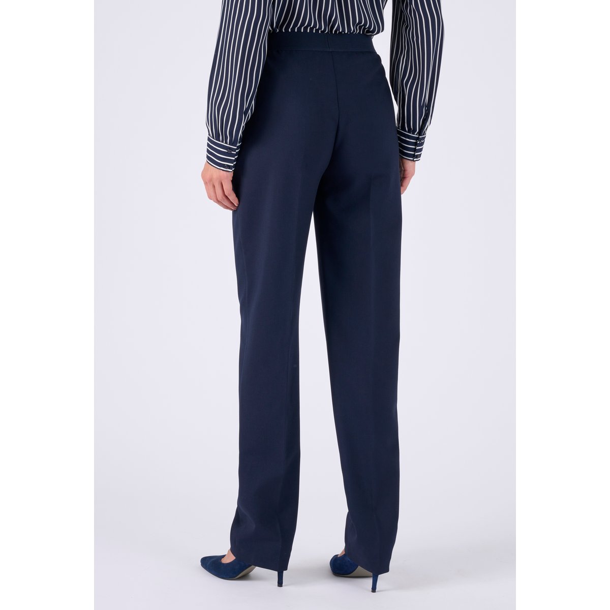 Pantalon tissu fluide enfilable bleu marine, DAMART