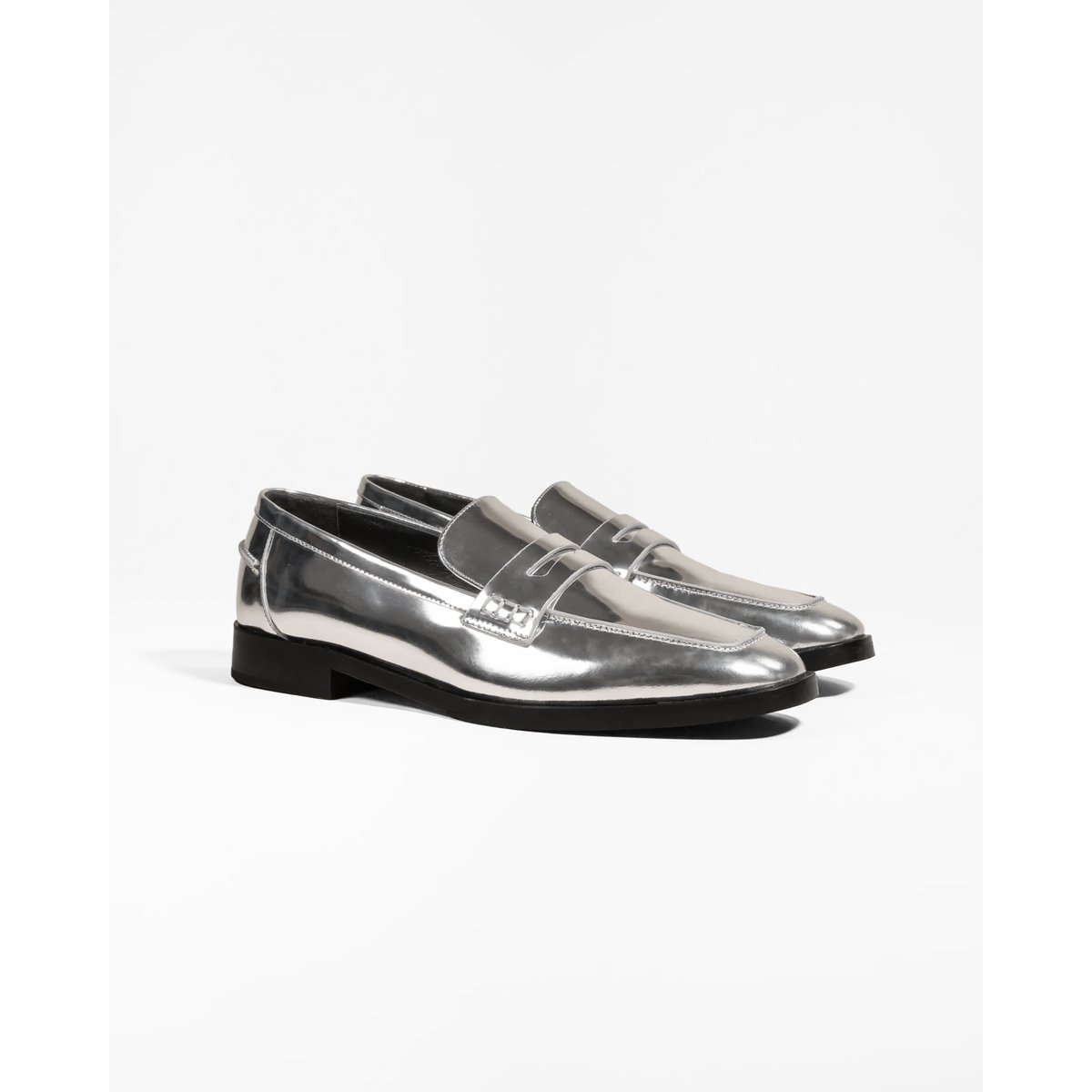 Mocassins en cuir mirroir LUCIANO argenté, MI MAI