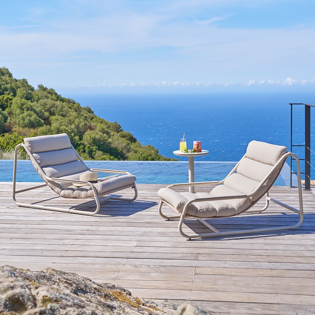 Fauteuil relax de jardin en acier CELESTAM argile, HESPERIDE