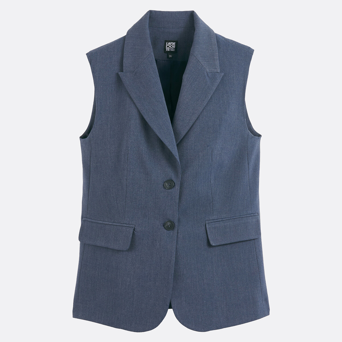 Colete comprido sem mangas oversize azul, LA REDOUTE COLLECTIONS