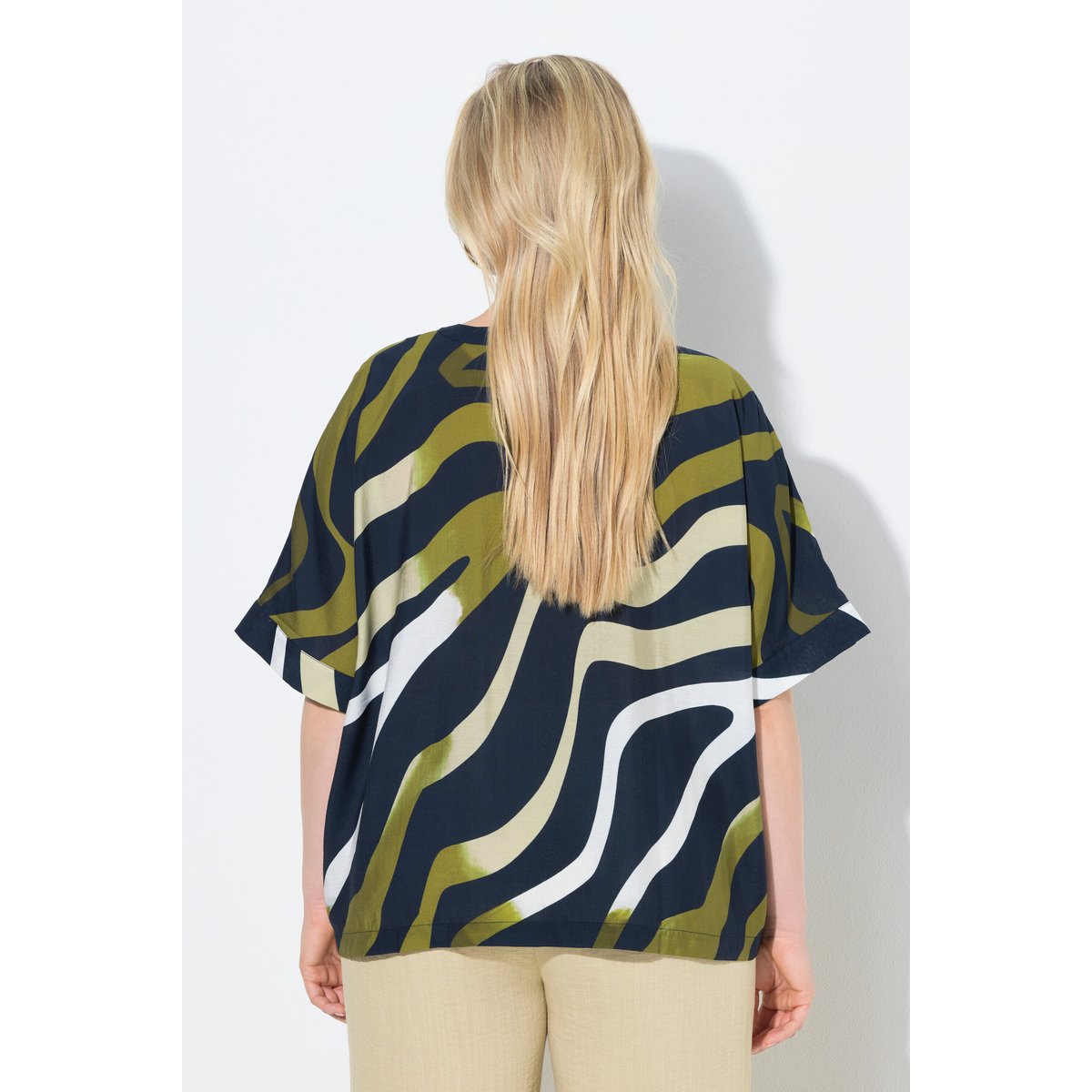 Blouse-tunique oversize, motif vagues marine, ULLA POPKEN