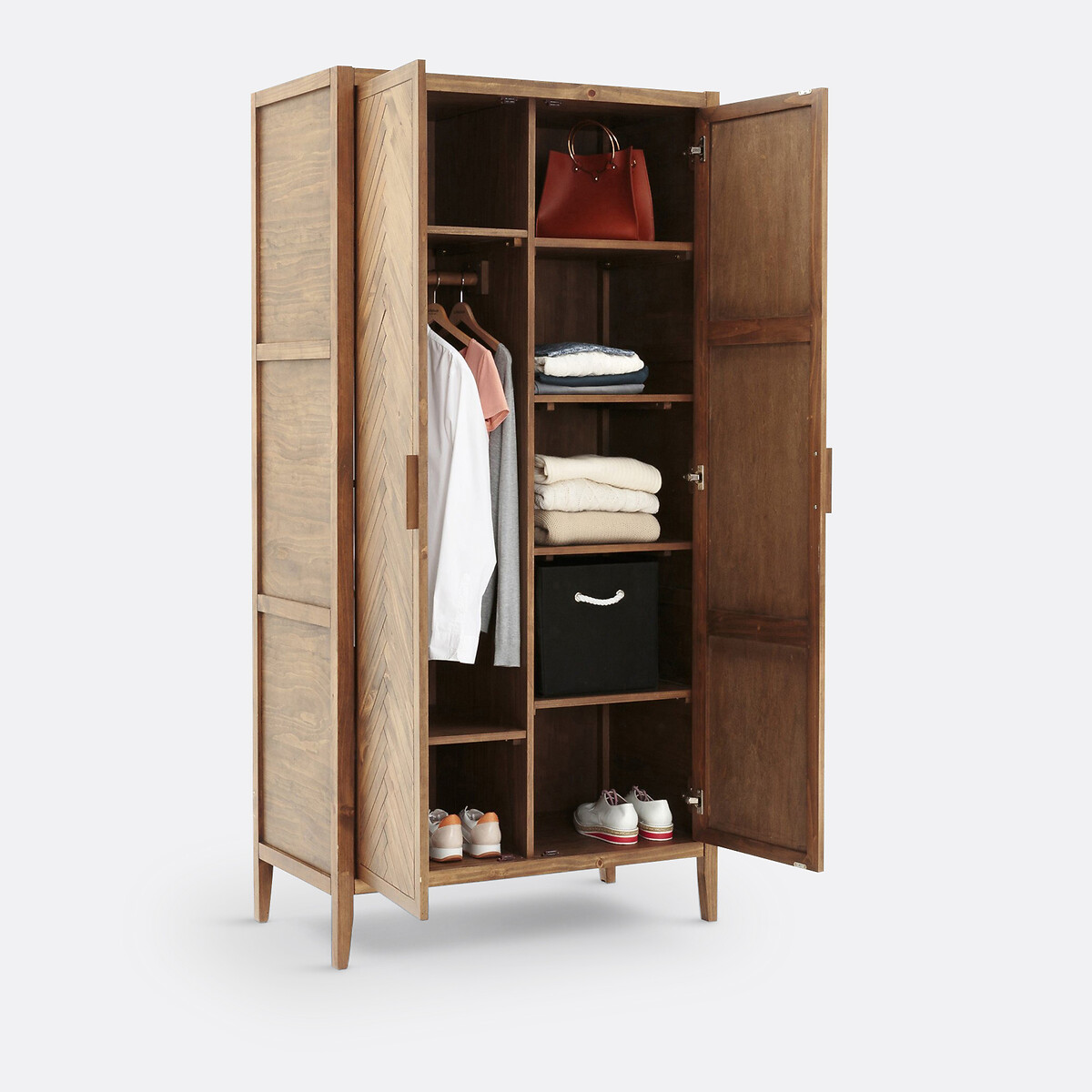 Armoire 2 portes en pin massif NOTTINGHAM bois foncé, LA REDOUTE INTERIEURS