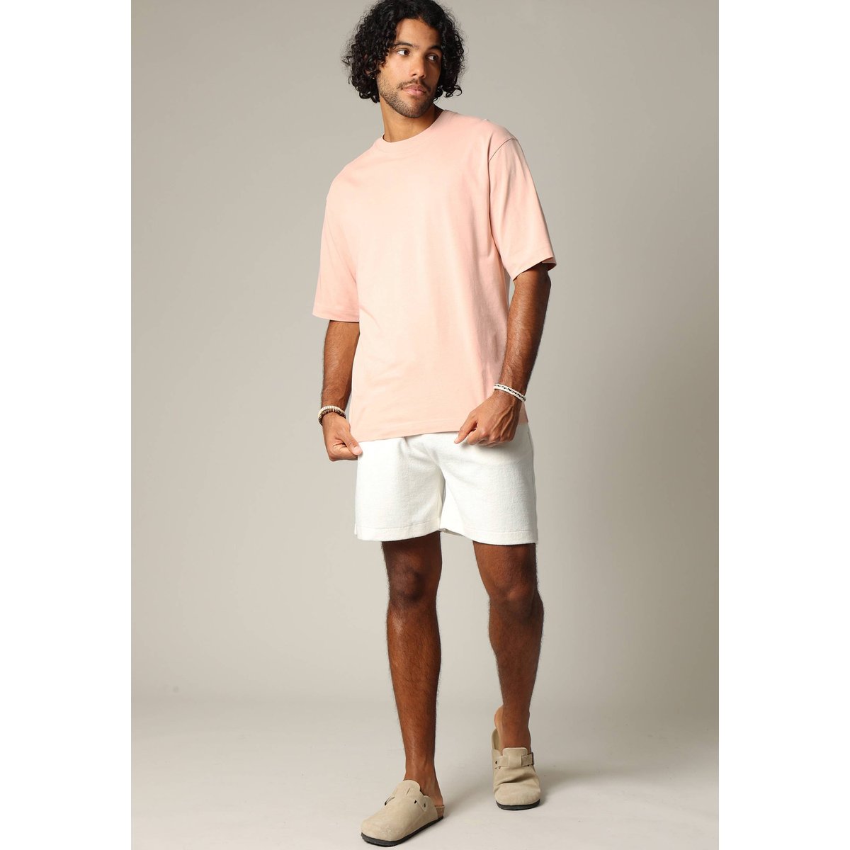Short en éponge à la taille élastiquée avec cordon NARCISO natural, DEELUXE