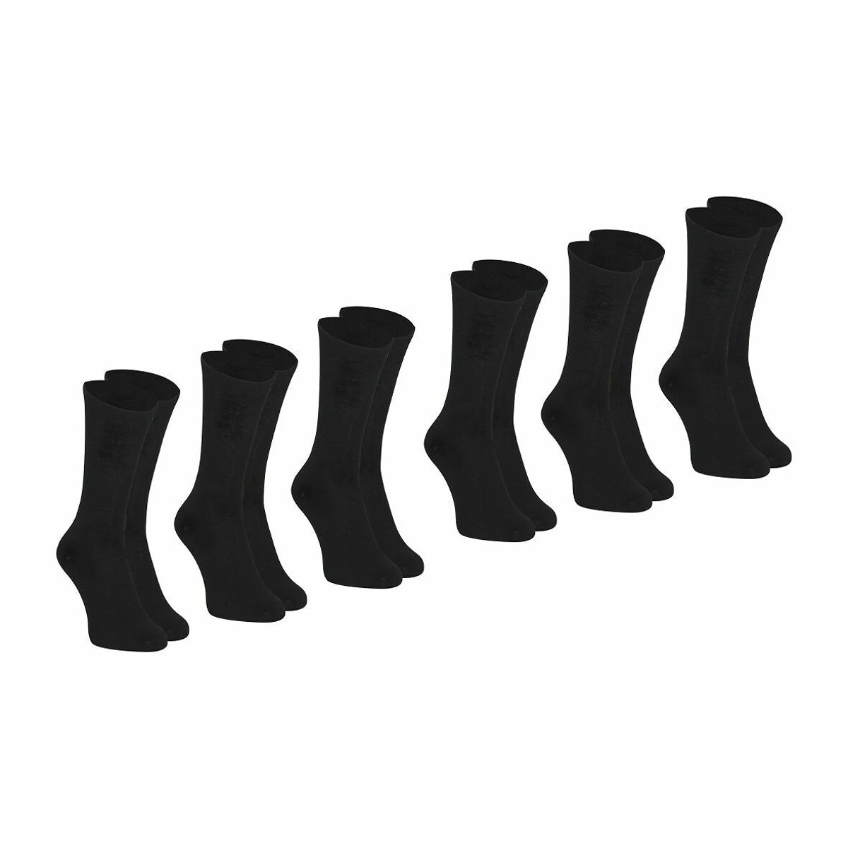 Lot de 6 paires de chaussettes hautes noir, ATHENA