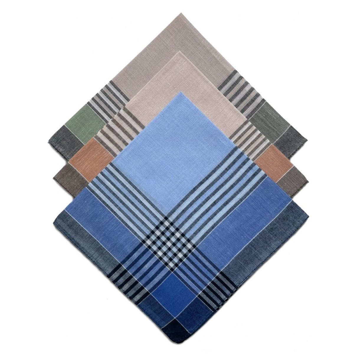 Lot de 12 mouchoirs Homme 38x38 100% coton bleu, DECORATIE