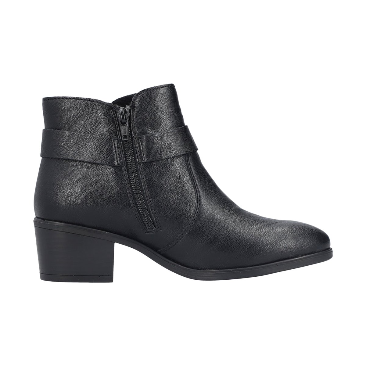 Boots noires à talon décroché moyen avec un zip côté interne noires, RIEKER