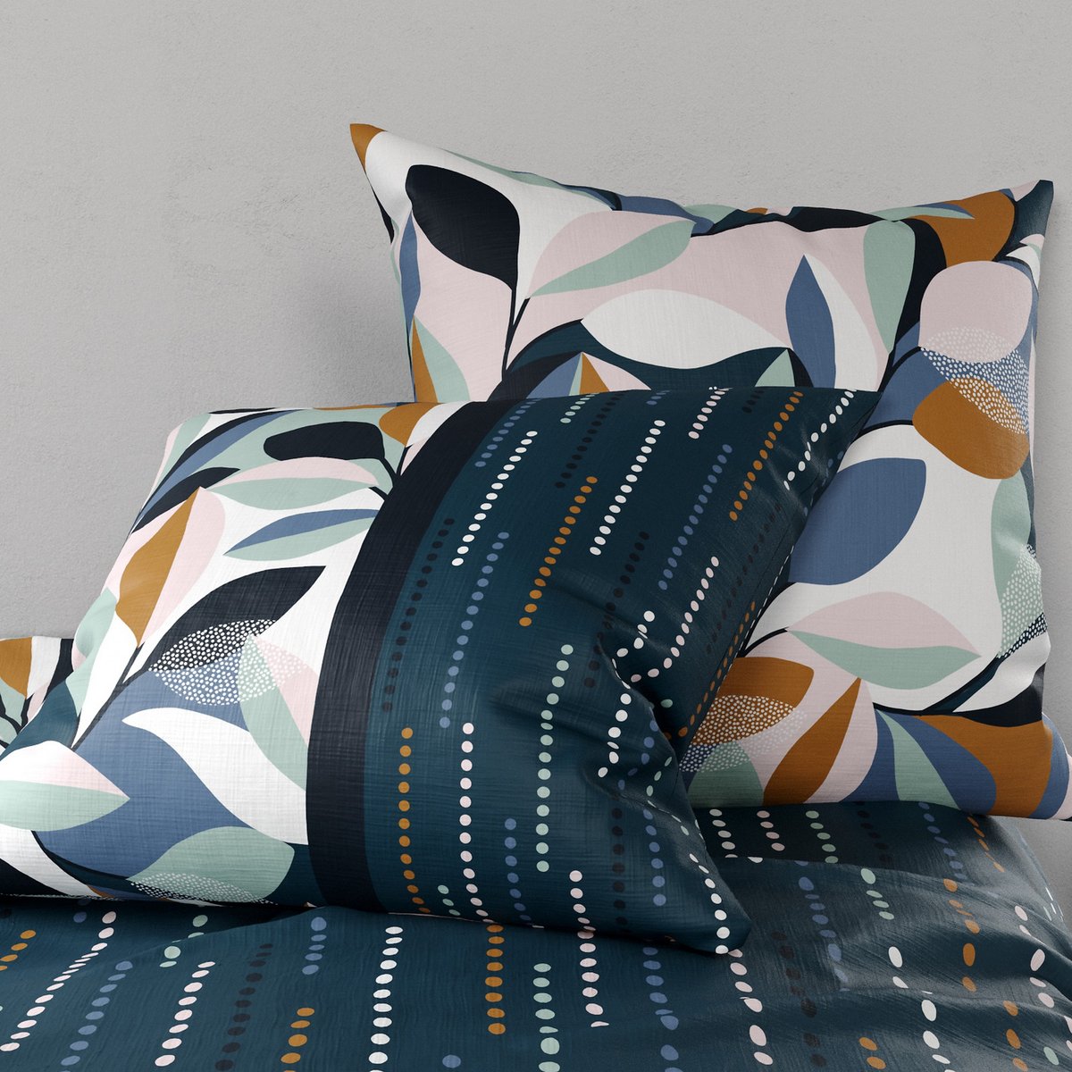 Parure de lit - Housse de couette coton 57 fils bleu, EDEN