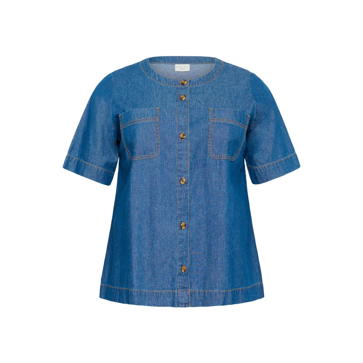 Chemise à manches longues bleu dark blue chambray, KAFFE CURVE
