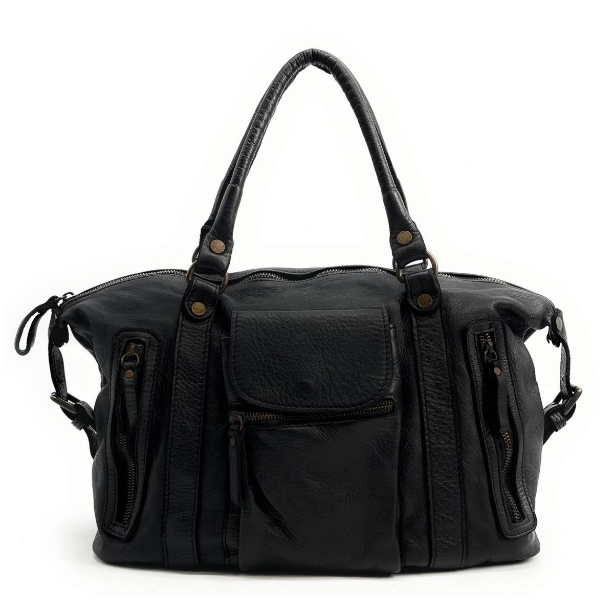 Sac à main en cuir souple vintage italien MISS MY Noir noir, OH MY BAG