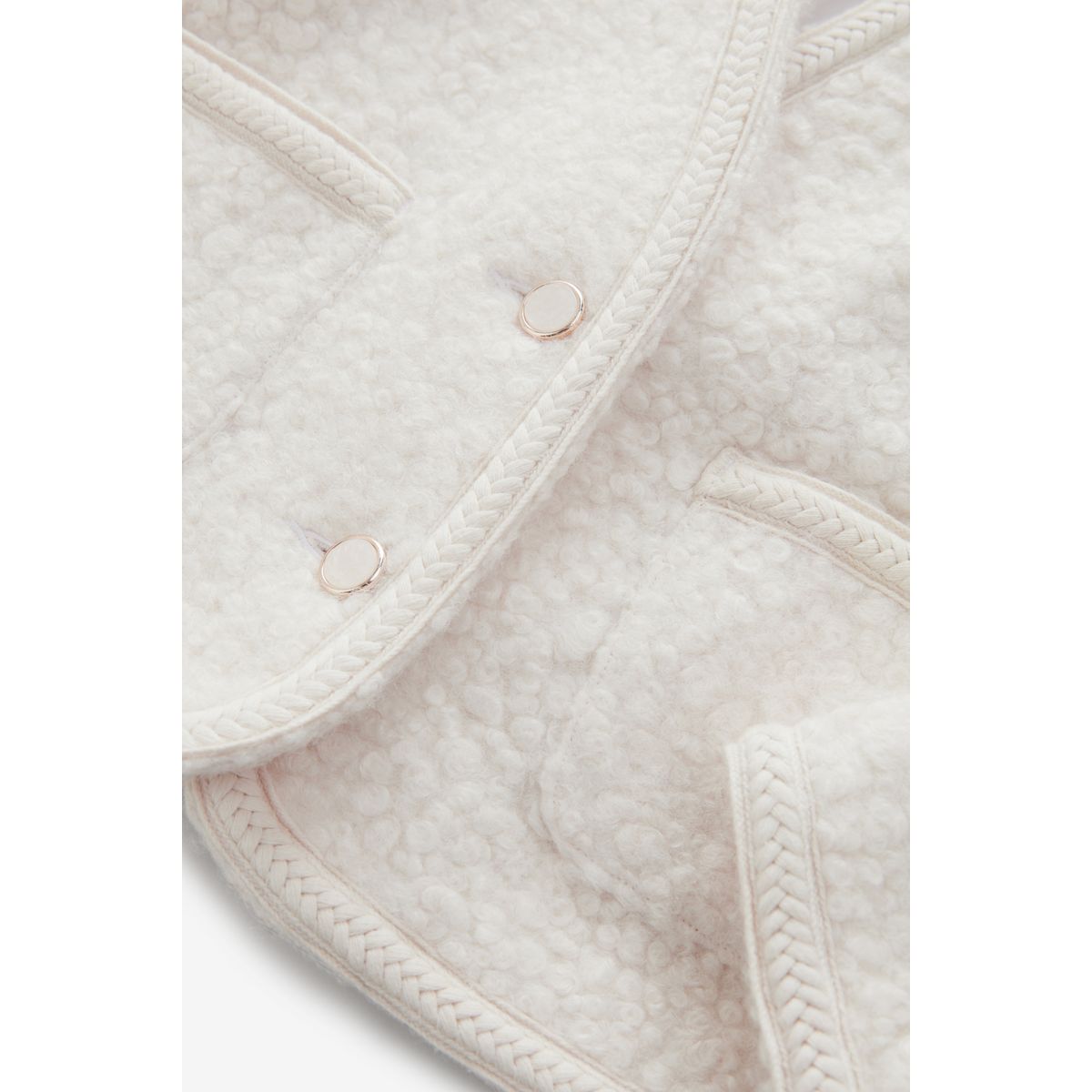 Veste à col v en tissu bouclé écru, NEXT
