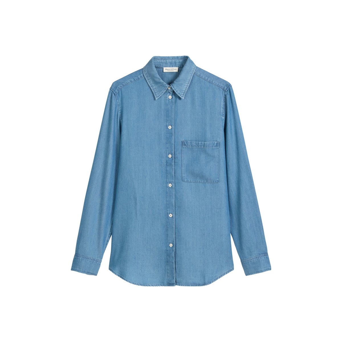 Blouse en jean regular en TENCEL™ Lyocell bleu moyen, MARC O'POLO