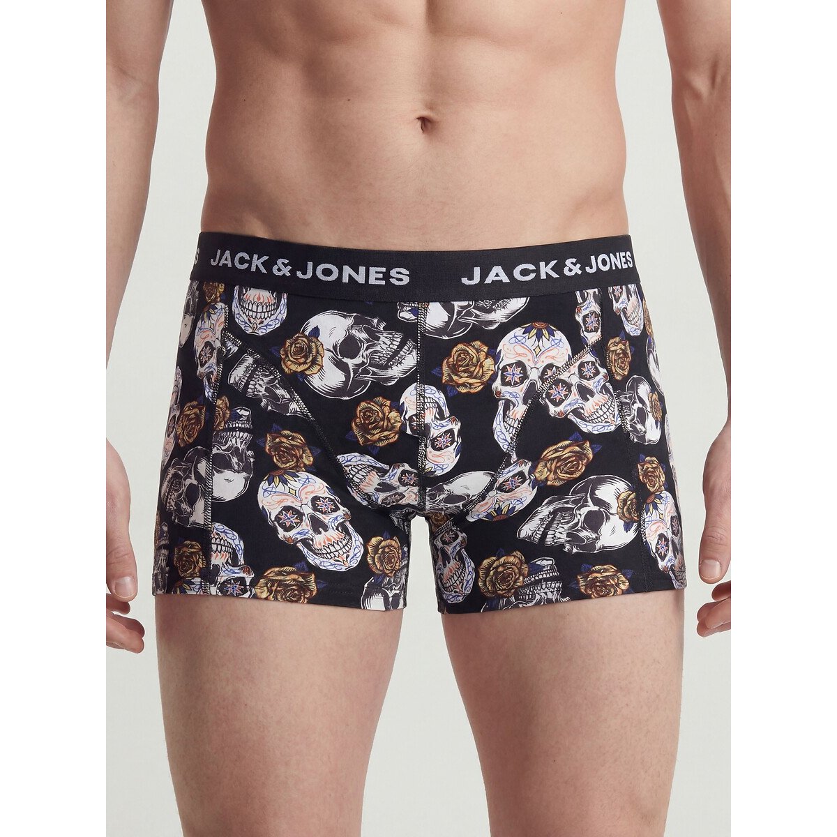 Lot de 3 boxers 1 uni + 2 imprimés noir + noir + marine, JACK & JONES