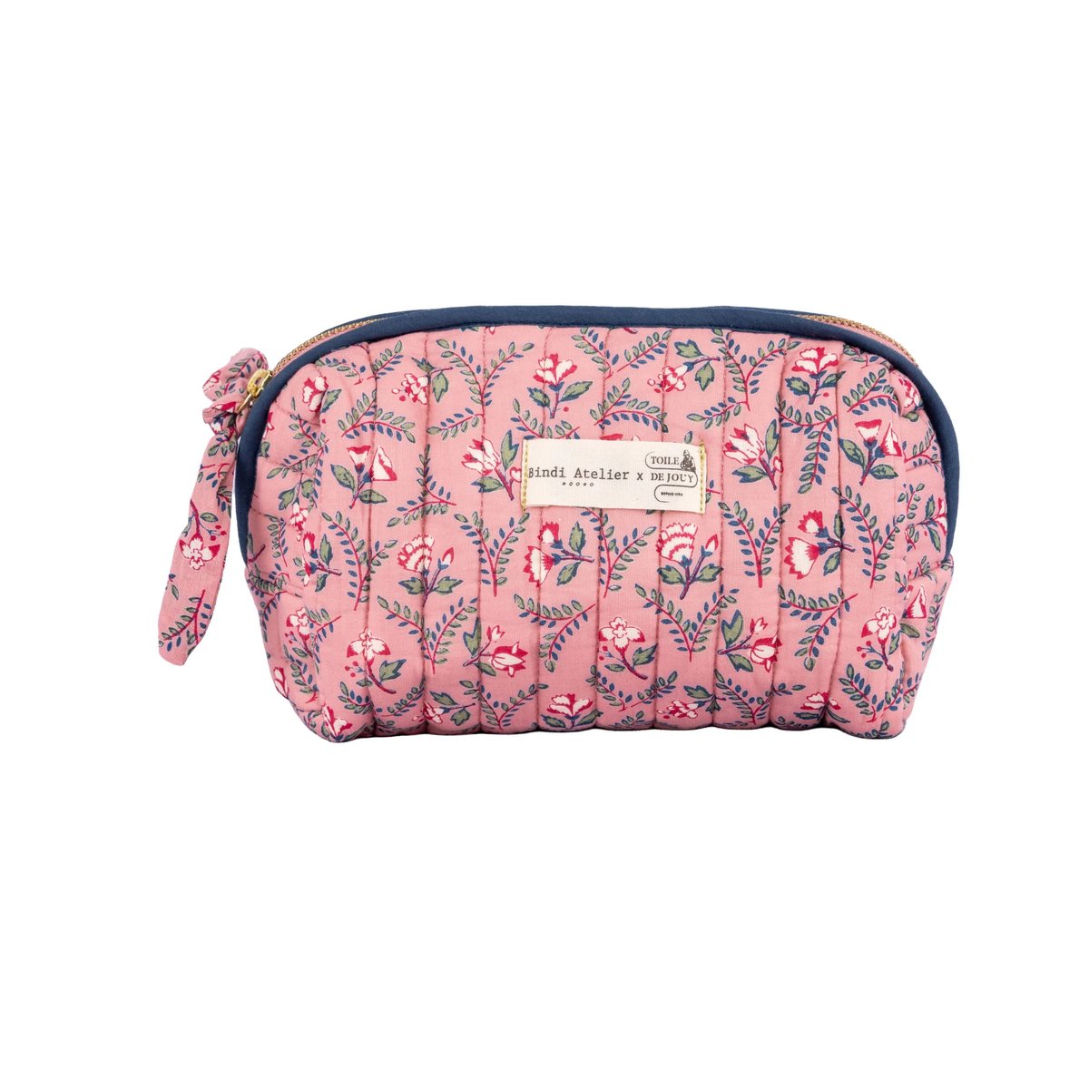 Trousse maquillage Toile de Jouy depuis 1760 - Flora rose framboise, BINDI ATELIER