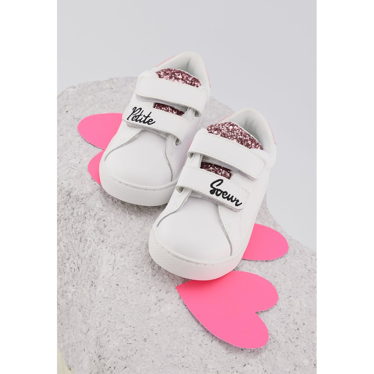 Baskets Enfant En Cuir Mini Edith Petite Soeur blanc, BONS BAISERS
