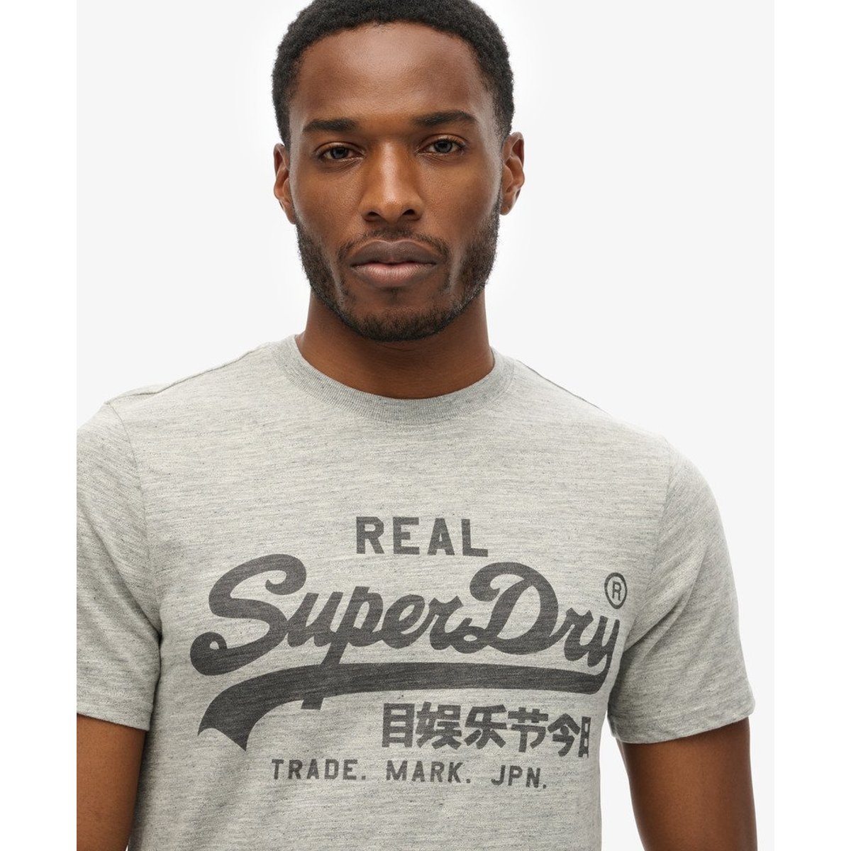 T-shirt à logo Vintage gris athlétique chiné, SUPERDRY