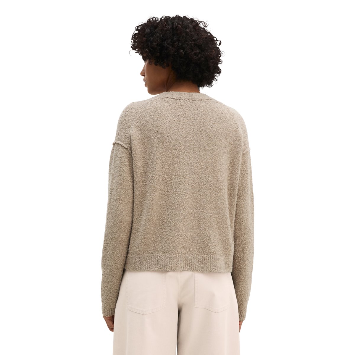 Cardigan relaxed en fil bouclé beige, MARC O'POLO