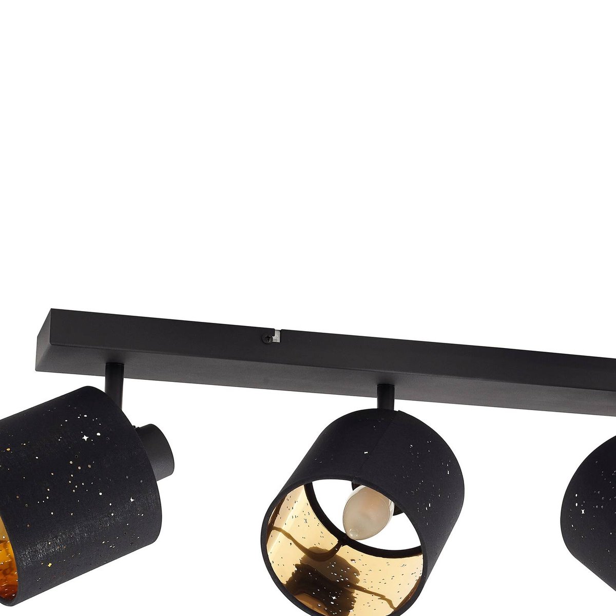 Plafonnier en textile moderne, Vasilia noir, or, LINDBY