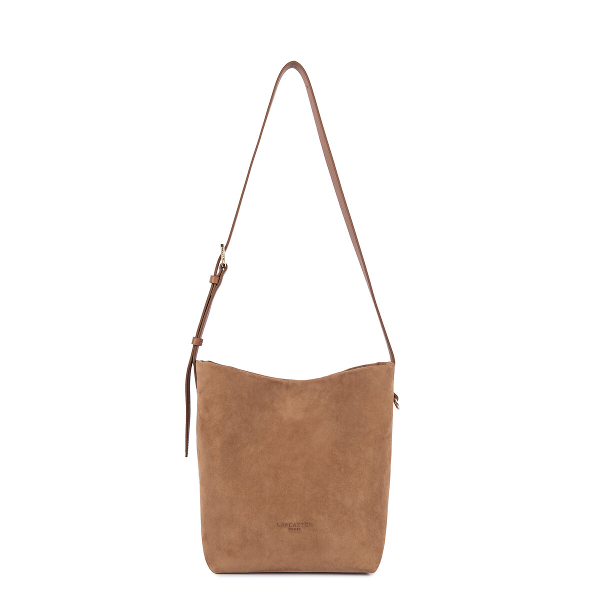 Borsa a bisaccia in pelle, SUEDE M cammello, LANCASTER