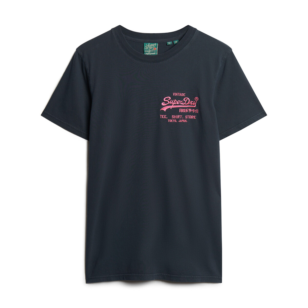T-shirt col rond à imprimé bleu marine, SUPERDRY