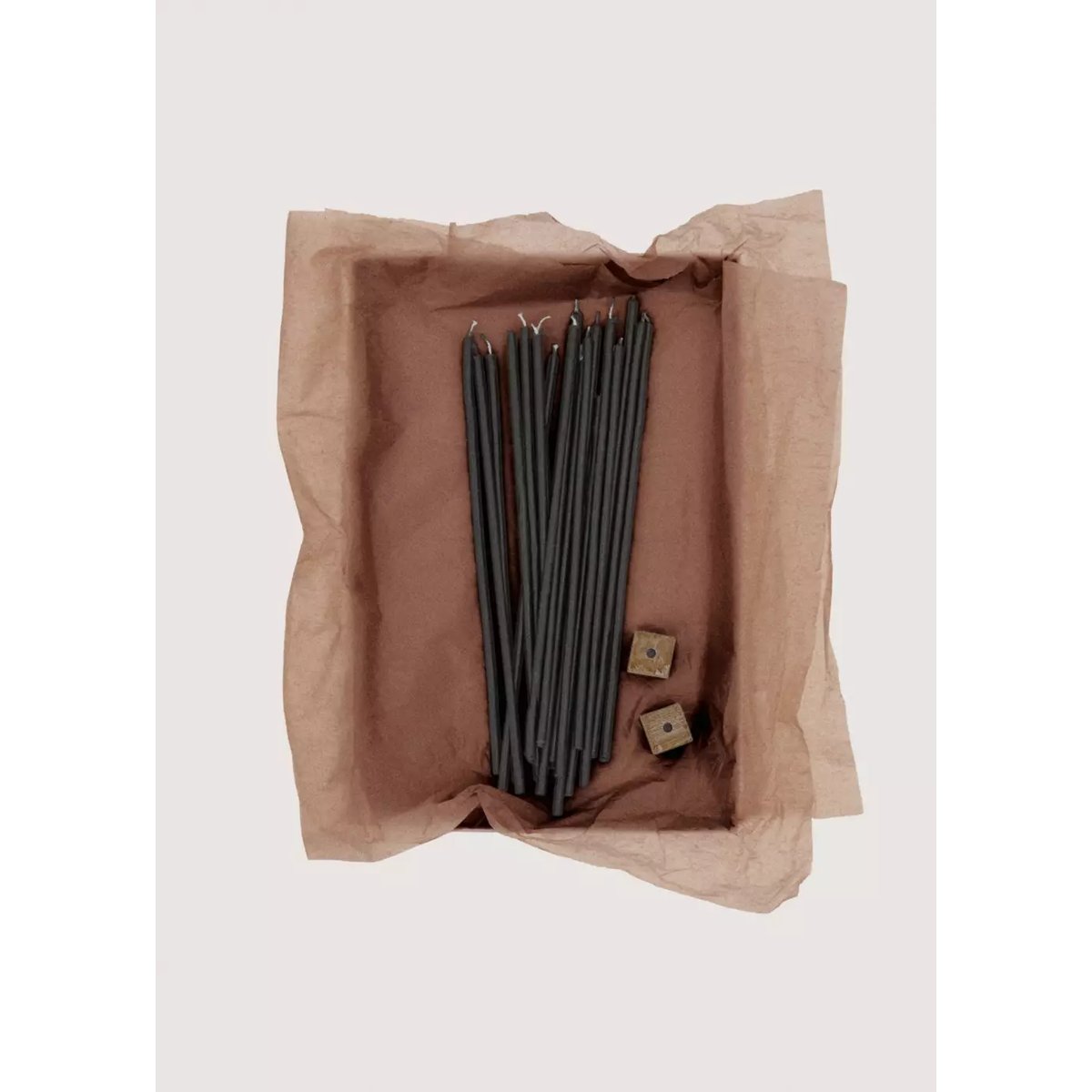 Bougies décoratives, design allongé, détail base 20 pcs noir, MANGO HOME