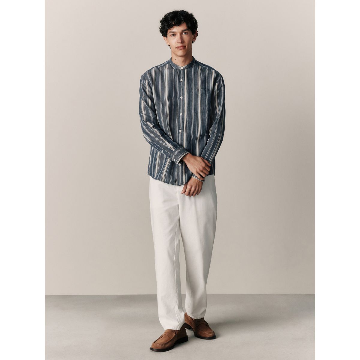 Chemise manches longues rayée bleu, NEXT