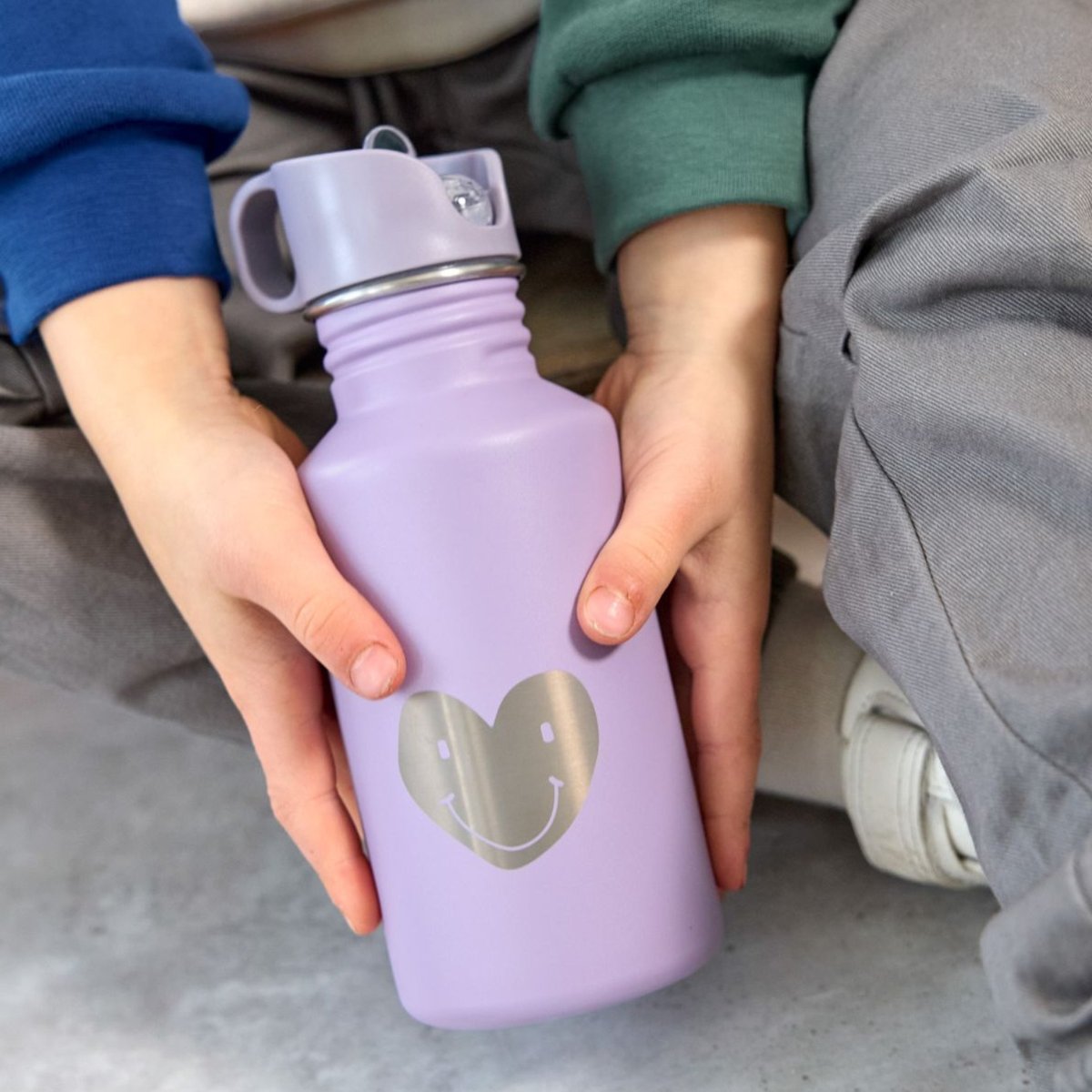Gourde pour enfant inox Little Gang Coeur mauve, LASSIG