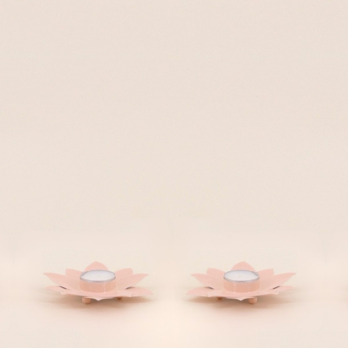 Lot de 2 bougeoirs fleurs 12cm rose, ORNAMI
