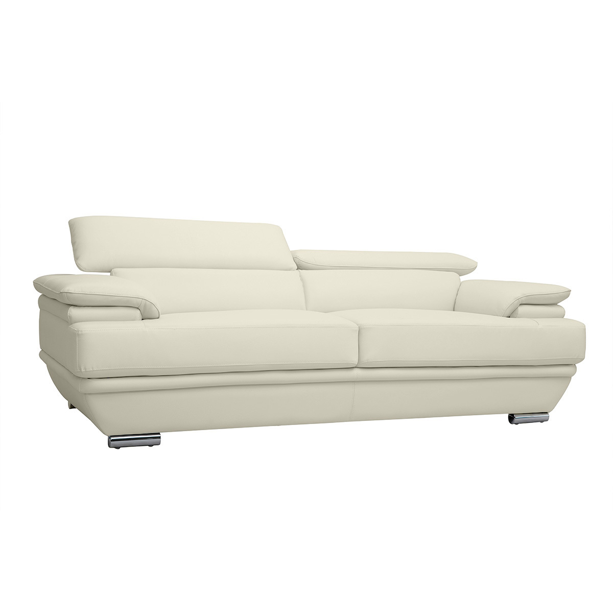 Canapé design avec têtières ajustables 3 places EWING blanc, MILIBOO