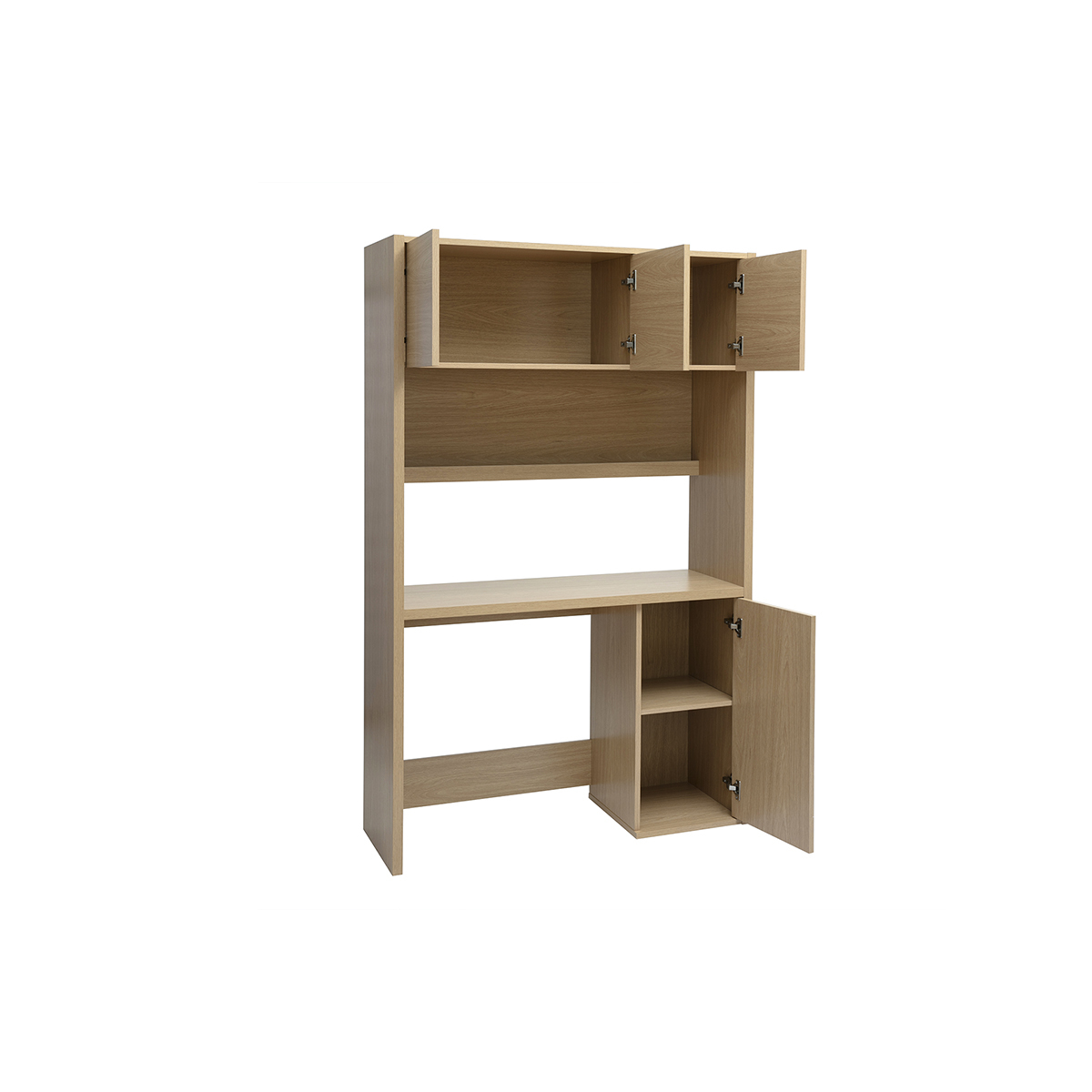 Bureau bibliothèque avec rangements finition bois clair chêne L115 cm WISSEM chêne clair, MILIBOO
