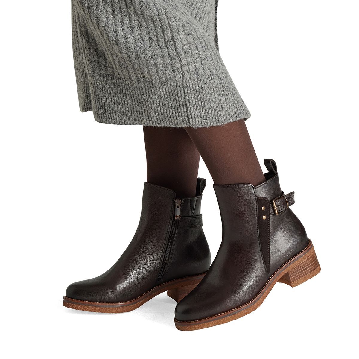 Bottine talon bloc marron taupe, MARCO TOZZI