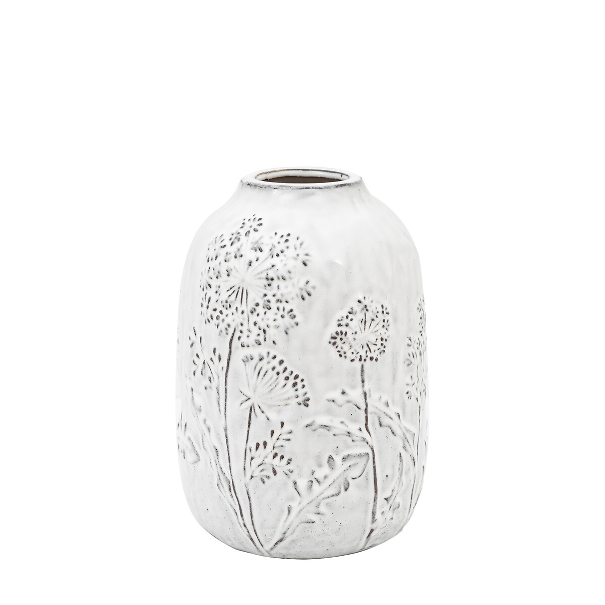 Meadow 25cm Embossed Ceramic Vase grey, ÉDITÉ
