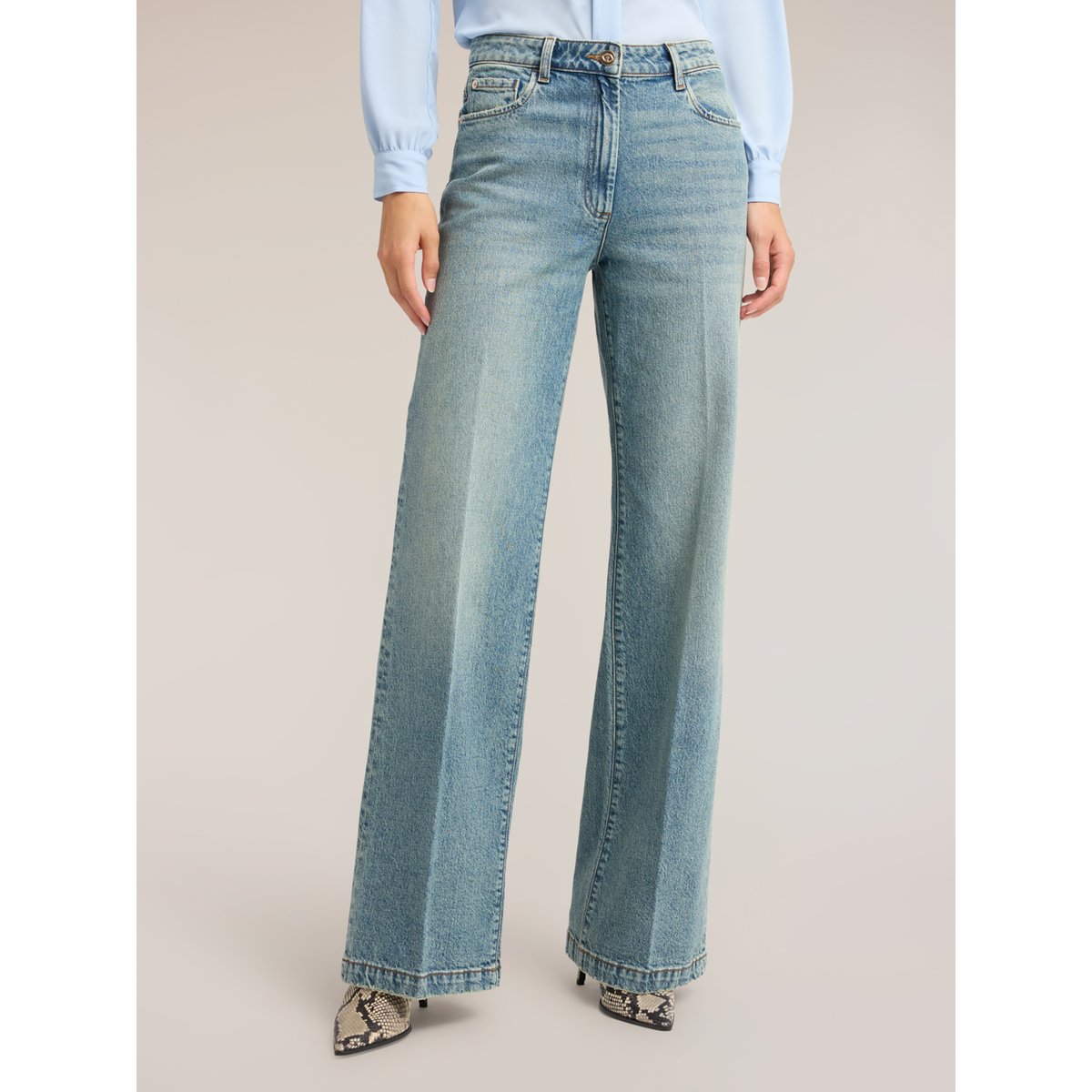 Jean large taille haute washed light - blue, MOTIVI