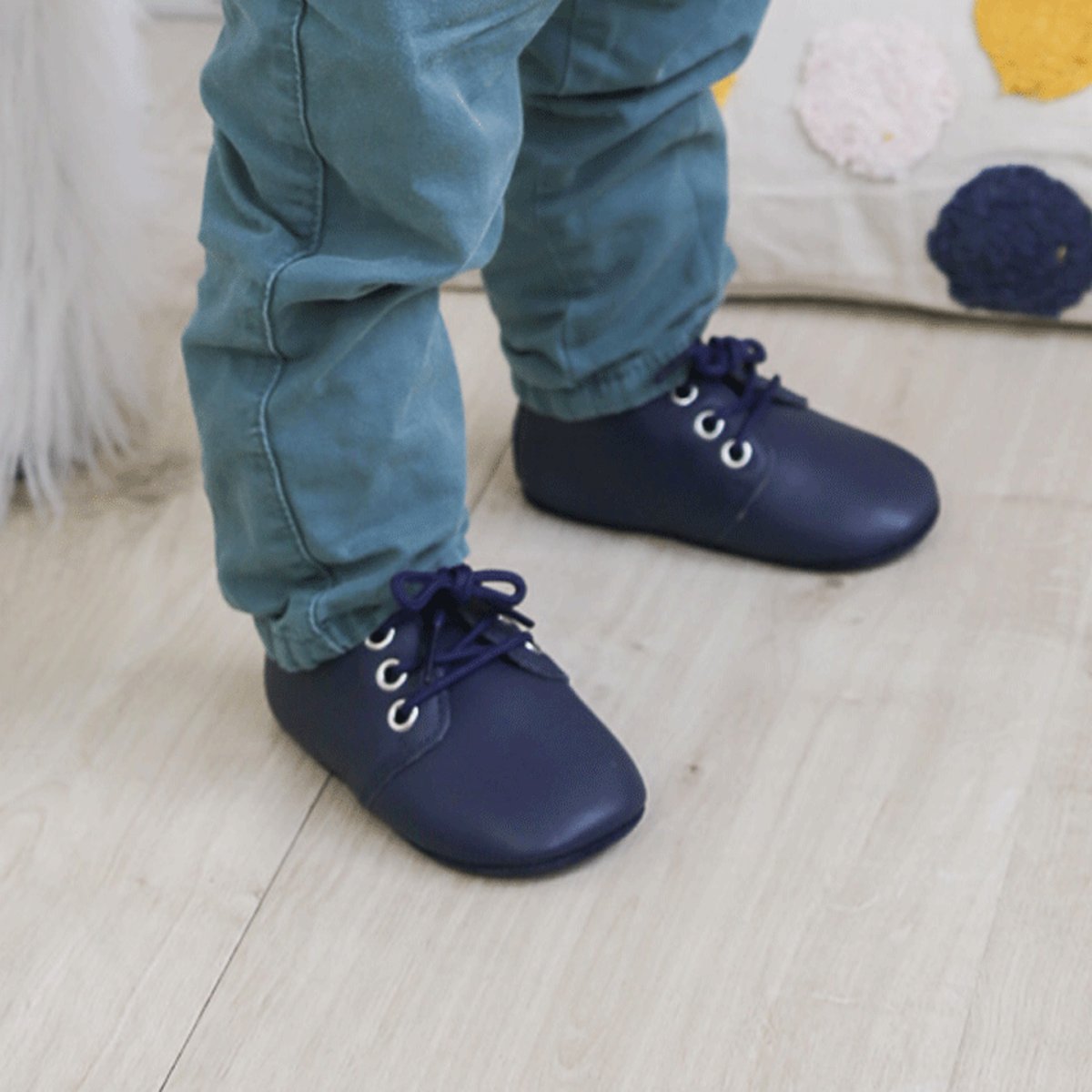 Chaussures bébé cuir souple Gaby bleu marine, TICHOUPS