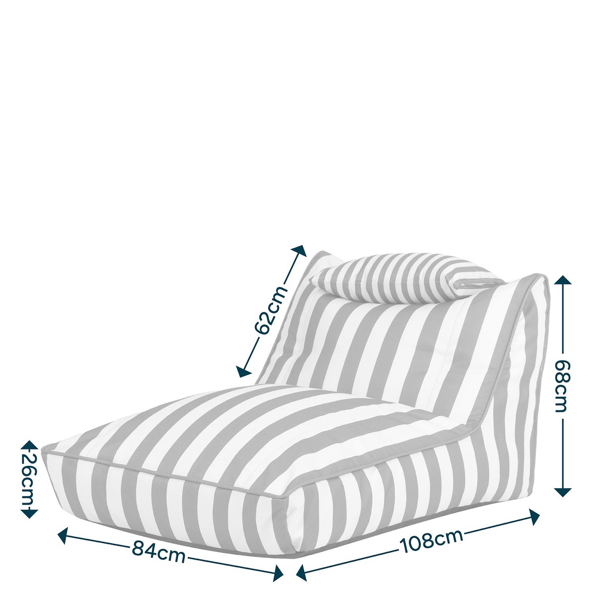Pouf chauffeuse d'extérieur en tissu tissé rayé, Oeko-Tex® - NOVA vert olive, ICON