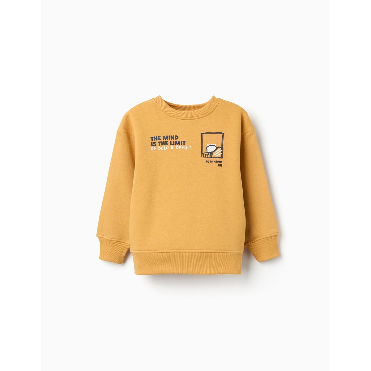 Sweat en coton peigné avec imprimé en relief jaune, ZIPPY