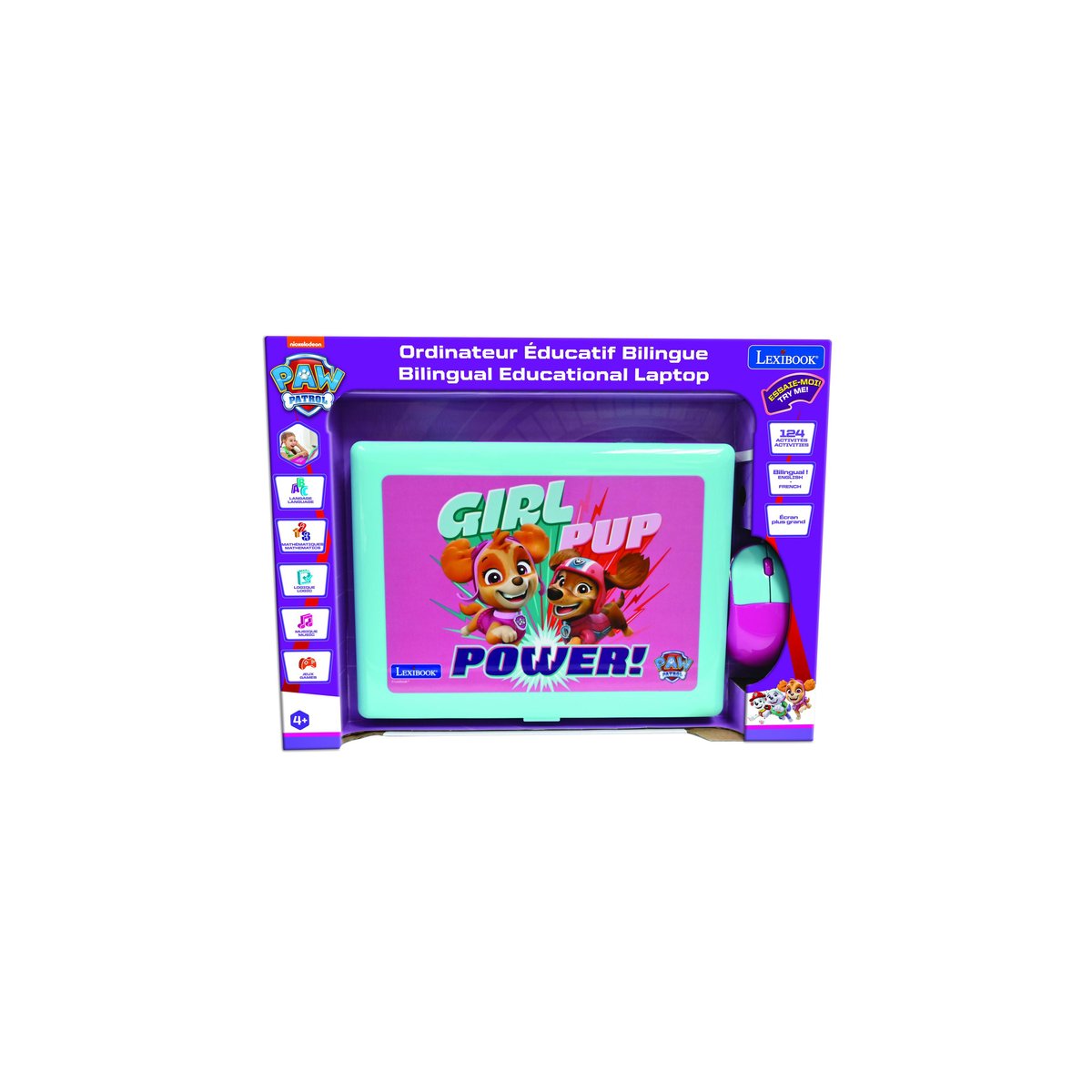 Ordinateur portable éducatif La Pat Patrouille - Français/Anglais rose, LEXIBOOK