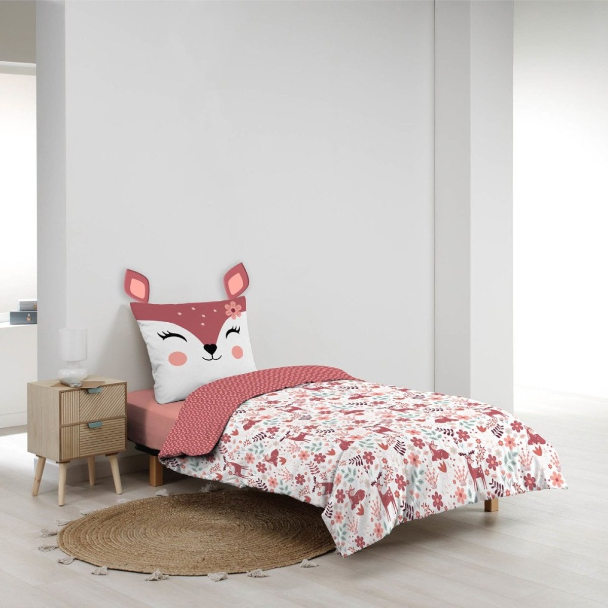 Housse de couette 140x200 + 1 taie BICHETTE 100% coton color, DECORATIE