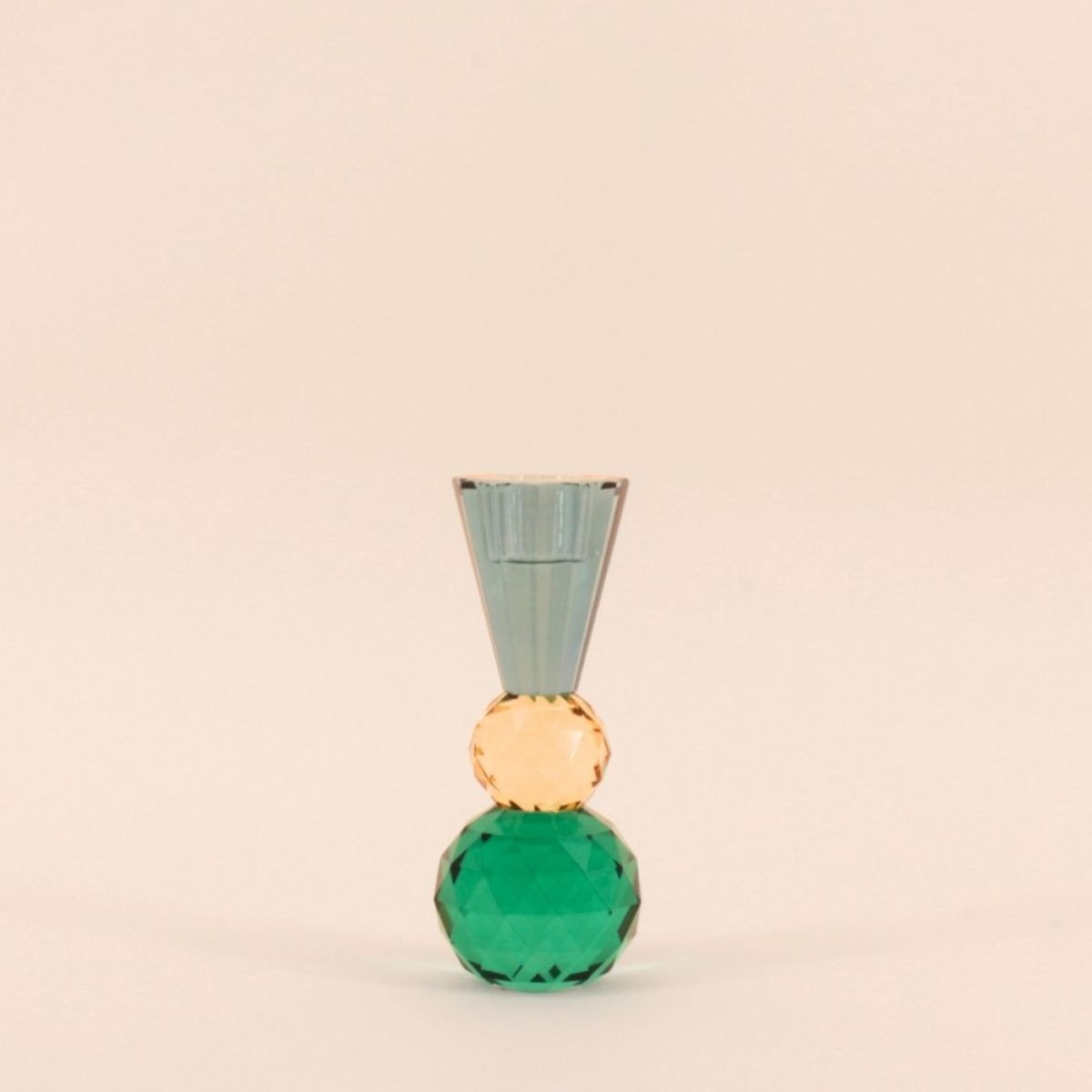 Bougeoir bleuté or en cristal à facettes 14cm bleu, HASHTAG DECO
