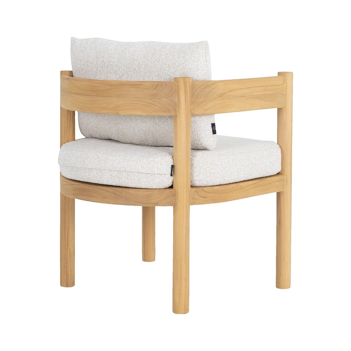 Chaise de jardin en teck massif et tissu imperméable FIGARI blanc cassé, HABITAT