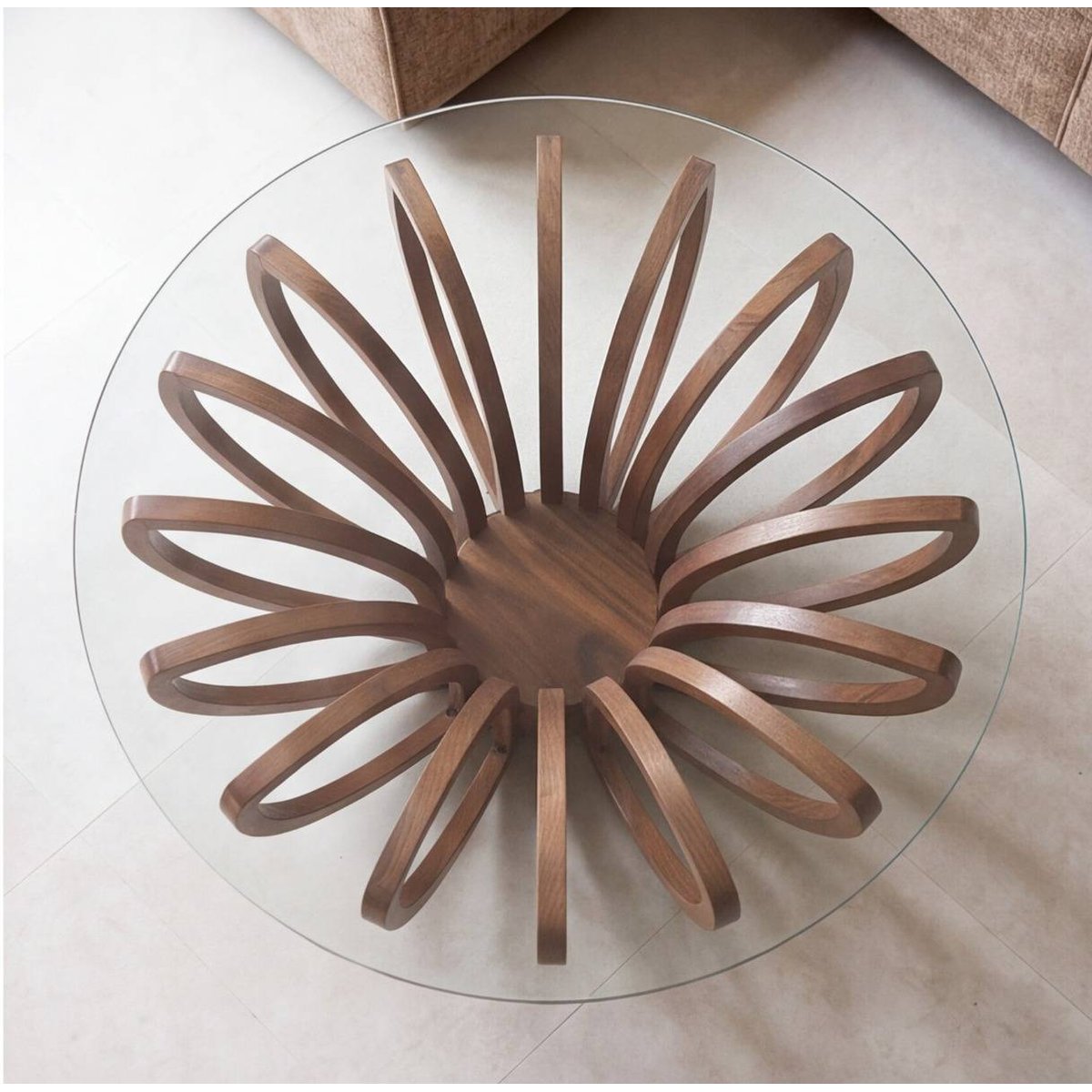 Table basse en bois de manguier et verre ARACELI bois foncé, MADE IN MEUBLES