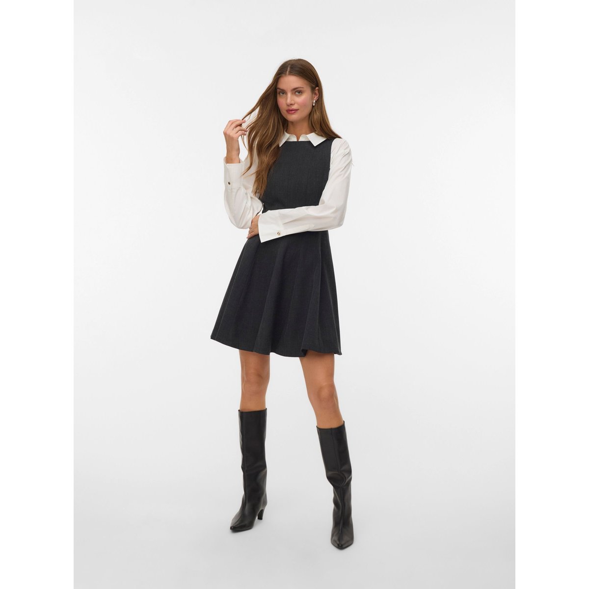 Robe Peplum dark grey melange, VERO MODA