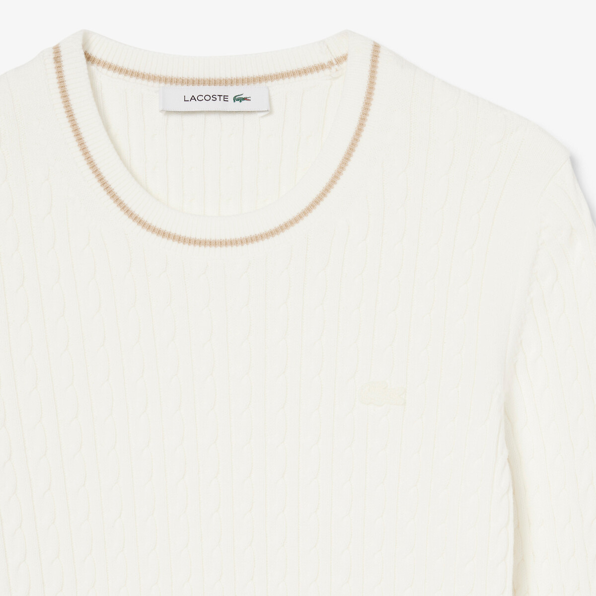 Pull col rond à manches longues blanc-70v, LACOSTE